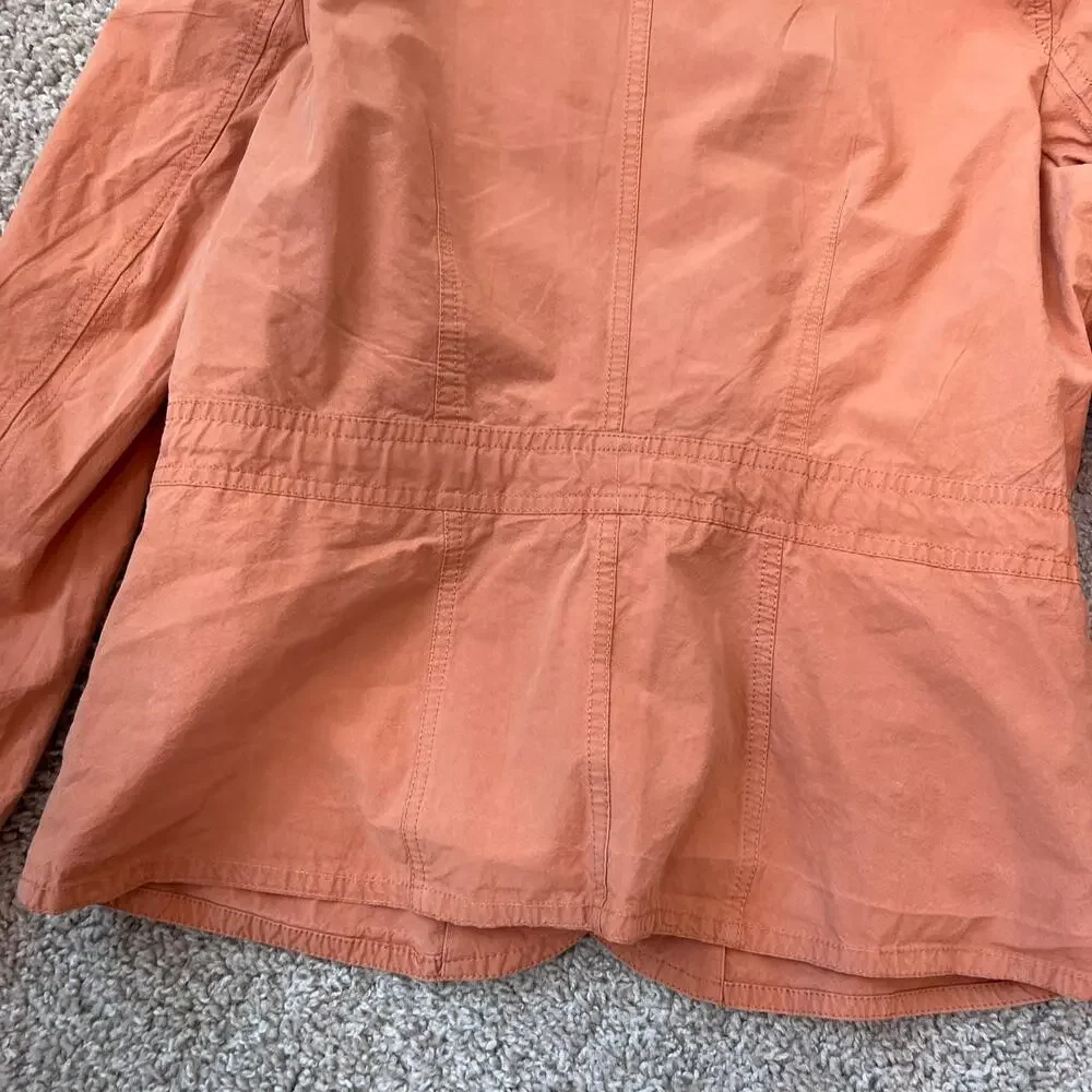 Vintage Button Up Tie Front Light Weight Jacket 100% Cotton size 8 Orange - Picture 6 of 7